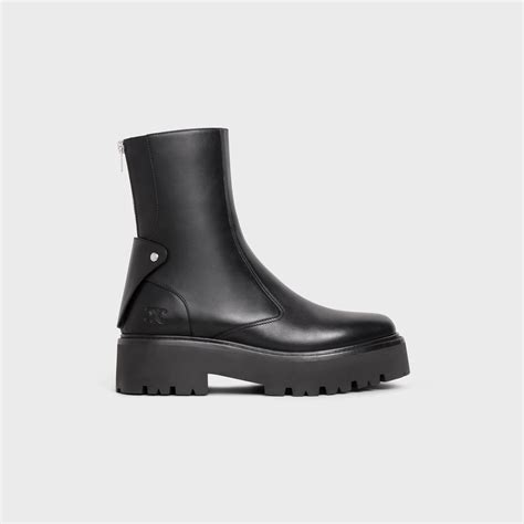 celine bulky zipped boot with triomphe in calfskin black|CELINE BULKY ZIPPED BOOT IN CALFSKIN .